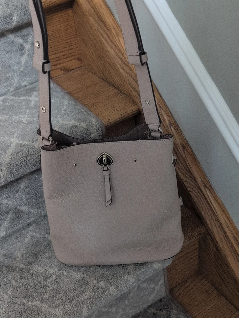 Kate Spade Marti Pebbled Leather Bucket Bag in Taupe